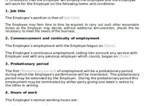 Full Time Employment Contract Template Employment Agreement Contract Sample 10 Examples In