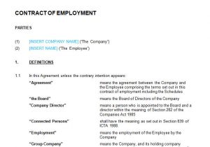 Full Time Employment Contract Template Employment Contract Full Time Template Bizorb