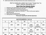 Fundraising Calendar Template Old Alvirne Music Program Fom November Raffle Calendars