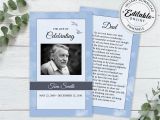 Funeral Flower Card Messages for Dad Examples Editable Funeral Prayer Card Template Printable Memorial