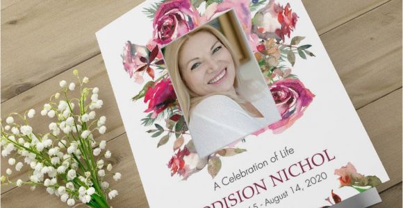 Funeral Flower Card Messages for Mum Printable Funeral Program Template Floral Funeral Memorial