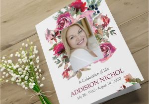 Funeral Flower Card Messages for Nan Printable Funeral Program Template Floral Funeral Memorial