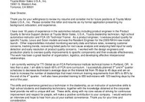 Future Opportunities Cover Letter Seth Mcvea toyota Motor Sales Cover Letter