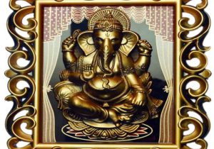 Ganesh Ji Image for Marriage Card Aquaras God Ganesh Ji Golden Wall Hanging Gold