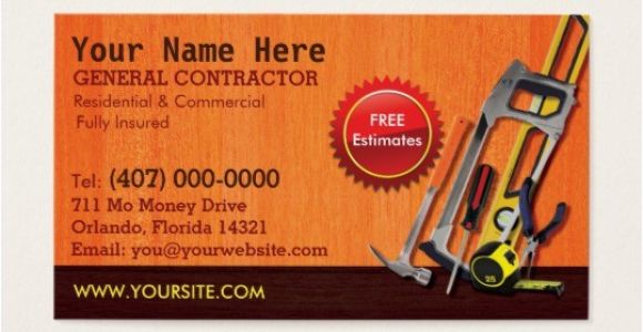 General Contractor Business Card Templates General Contractor Handyman Business Card Template