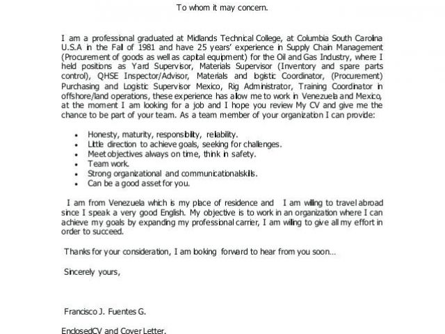 General Cover Letter to whom It May Concern Cover Letter to whom It May ...