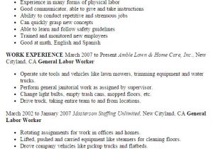General Labor Resume Samples Professional General Labor Templates to Showcase Your