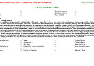 General Manager Contract Template Hotel General Manager Employment Contracts