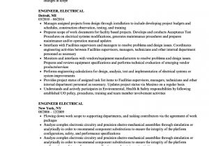 Generator Service Engineer Resume Engineer Electrical Resume Samples Velvet Jobs