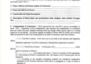 Generic Construction Contract Template Standard General Contractor Agreement Simple Construction