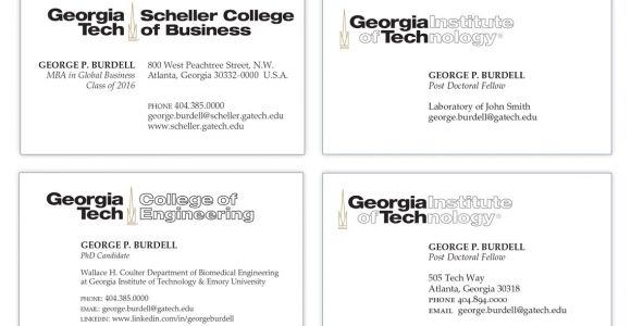 Georgia Tech Business Card Template Student Business Cards Licensing Trademarks Georgia
