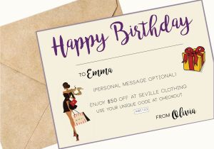 Gift Card as Birthday Gift Seville Clothing Happy Birthday Gift Card