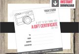 Gift Certificate Template for Photographers Gift Card Gift Certificate Template for Photographers Camera