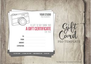 Gift Certificate Template for Photographers Gift Card Template Digital Gift Certificate Photoshop