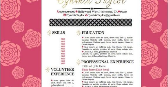Girly Resume Templates Gold Pink Black Resume Girly Resume Pinterest by