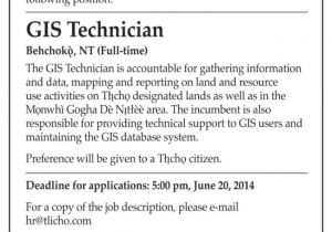 Gis Technician Cover Letter Employment Opportunity Gis Technician Tlicho