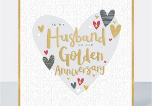Golden Wedding Anniversary Card for Husband Peony Husband Golden Anniversary Rachel Ellen Designs