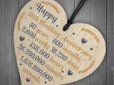 Golden Wedding Anniversary Card Mum and Dad Red Ocean Happy 50th Wedding Anniversary Sign Gift Wooden Heart Fifty Years Husband Wife Keepsake Gift Plaque