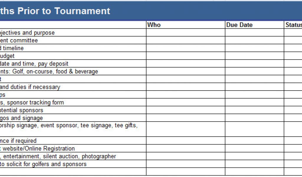 Golf tournament Budget Template Golf tournament Planning Timelines