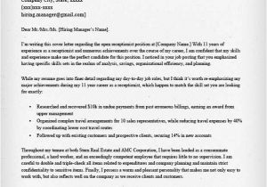 Good Cover Letter for Receptionist Position Receptionist Cover Letter Sample Resume Genius