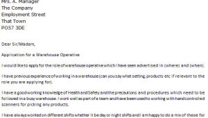 Good Cover Letter for Warehouse Job Warehouse Operative Cover Letter Example Icover org Uk