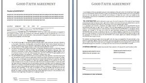 Good Faith Contract Template Good Faith Agreement Template Free Business Templates