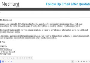Good Follow Up Sales Email Template How to Write A Follow Up Email to Client after Quotation