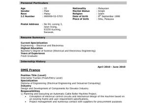 Good Resume for Job Application format Of Resume for Job Application to Download Data