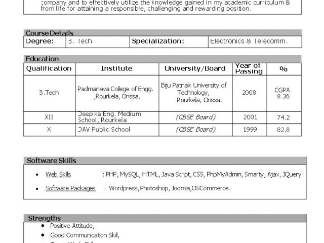 resume format for gp rating pdf