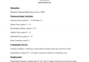 Grade 12 Student Resume 11 12 College Resume Samples for High School Senior