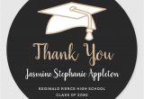 Graduation Thank You Card Wording Black Gold Graduation Thank You Classic Round Sticker