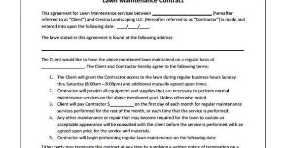 Grass Cutting Contract Template 9 Lawn Service Contract Templates Free Word Pdf