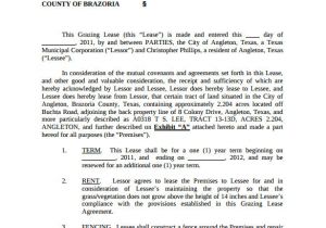 Grazing Contract Template Sample Pasture Lease Agreement 6 Documents In Pdf Word