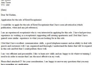 Great Receptionist Cover Letters Hotel Receptionist Cover Letter Example Icover org Uk