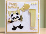Greeting Card Baby Boy Born First Birthday Card Handmade Marianne Panda Die tonic