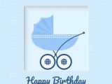 Greeting Card Baby Boy Born Greeting Card with Baby Stroller Stock Illustration
