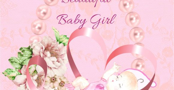Greeting Card Baby Girl Born Baby Girl Congratulations In 2020 Congratulations Baby Girl
