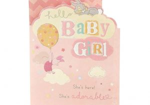 Greeting Card Baby Girl Born Disney Winnie the Pooh and Thumper Congratulations New Baby Girl Card