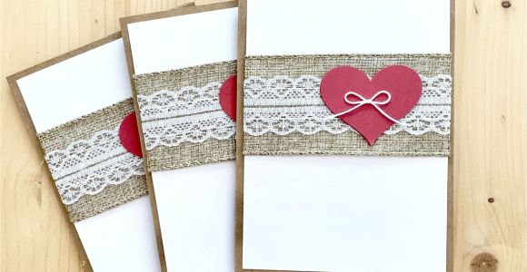 Greeting Card Delivery New Zealand Handmade Greeting Cards Rustic Valentine Card Set Burlap