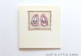 Greeting Card Delivery New Zealand Machine Stitched Greeting Card Blank Inside Pink Shoes New Baby Girl Card Just A Little Card