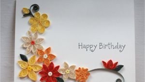 Greeting Card Designs Handmade Paper Handcrafted Birthday Card with Paper Quilled Flowers