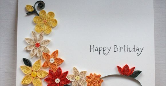 Greeting Card Designs Handmade Paper Handcrafted Birthday Card with Paper Quilled Flowers