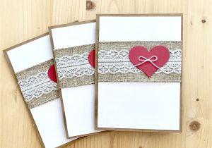 Greeting Card for Anniversary Handmade Handmade Greeting Cards Rustic Valentine Card Set Burlap