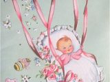 Greeting Card for New Born Baby Vintage Baby Congratulations Greeting Card Parachute Little