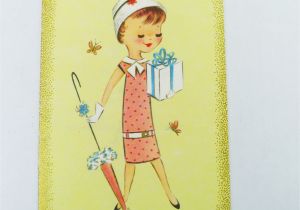 Greeting Card Get Well soon Vintage Mcm Cute Lady Get Well soon Card Quality Greetings