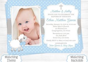 Greeting Card New Born Baby Boy Lamb Baptism Invitation Boy First 1st Birthday Christening