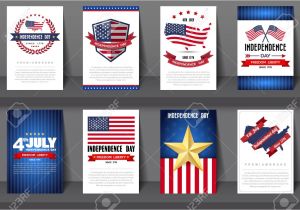 Greeting Card On Independence Day Set Of Greeting Card Independence Day Background Vector Illustration