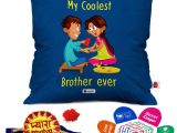 Greeting Card Size In Cm Indigifts Rakhi for Brother Pyara Bhaiya with Roli Rakshabandhan Greeting Card Coolest Brother Ever Blue Printed 12×12 Cushion with Filler Combo