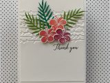 Greeting On Thank You Card Tropical Thank You Card Hand Stamped Cards Flower Cards