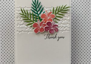 Greeting On Thank You Card Tropical Thank You Card Hand Stamped Cards Flower Cards